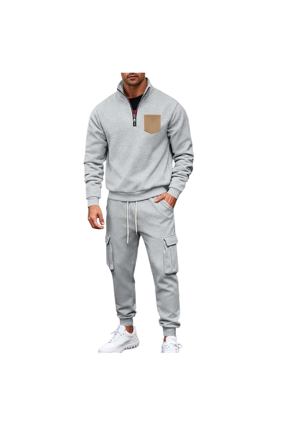 Men's Jogging Outfits 2 Piece 1/4 Zip Pullover Sweatshirt and Joggers Pant Sets Track Suits Casual Sweatsuits (XL, Gray)