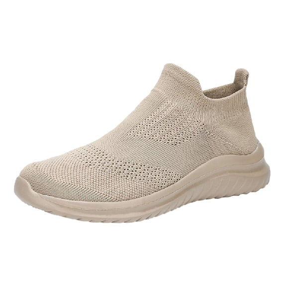 Men's Jogging Shoes Lightweight Laceless Tennis Shoes Breathable Non-S𝗅ip Knit Sneakers Wide Width Casual Workout Shoes Comfortable S𝗅ip On Sport Shoes