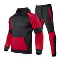 thumbnail image 1 of Men's Jogging Tracksuit 2 Piece Athletic Outfit Hoodie Novelty Color Block Print Sports Sweatsuit Hooded Pullover Sweatshirts Tops and Jogger Pants Tracksuits, 1 of 3