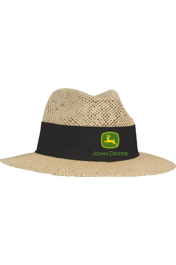 Men's John Deere Wellington Straw Hat, Black/Green Band, L/XL - LP84670
