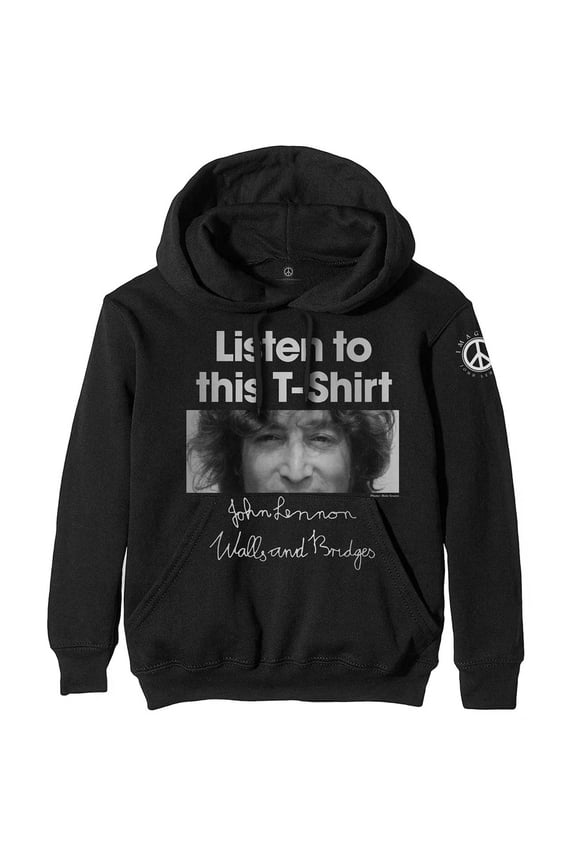 Men's John Lennon Listen To This Hooded Sweatshirt X-Large Black