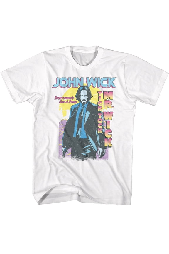 Men's John Wick John Wick Tick Tock Mr Wick Gradient T-shirt Medium White