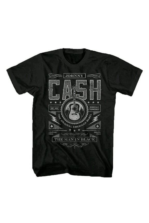 Men's Johnny Cash Black Graphic T-Shirt - Small