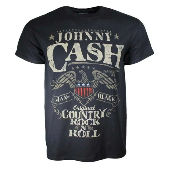 Johnny Cash Men's Country Rock N Roll T-Shirt Black XX-Large