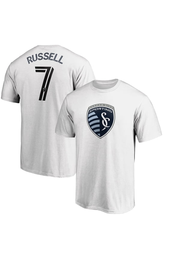Men's Johnny Russell White Sporting Kansas City Authentic Stack Player Name & Number T-Shirt