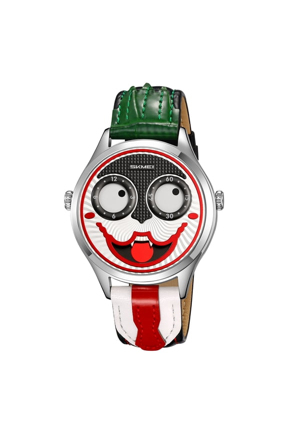 Men's Joker Dial Watch - Retro Sport Style with Leather Strap