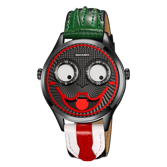 Men's Joker Dial Watch - Retro Sport Style with Leather Strap