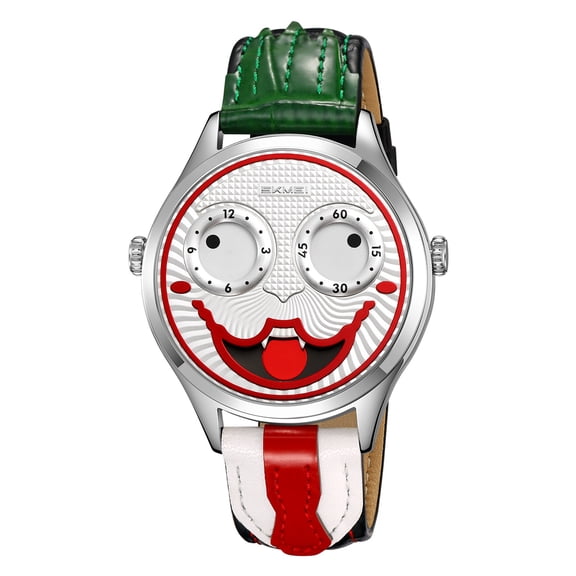Men's Joker Dial Watch - Retro Sport Style with Leather Strap