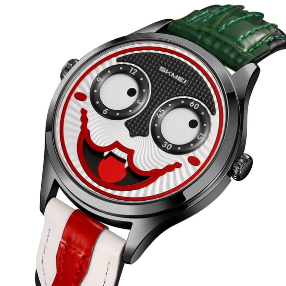 Men's Joker Dial Watch - Retro Sport Style with Leather Strap
