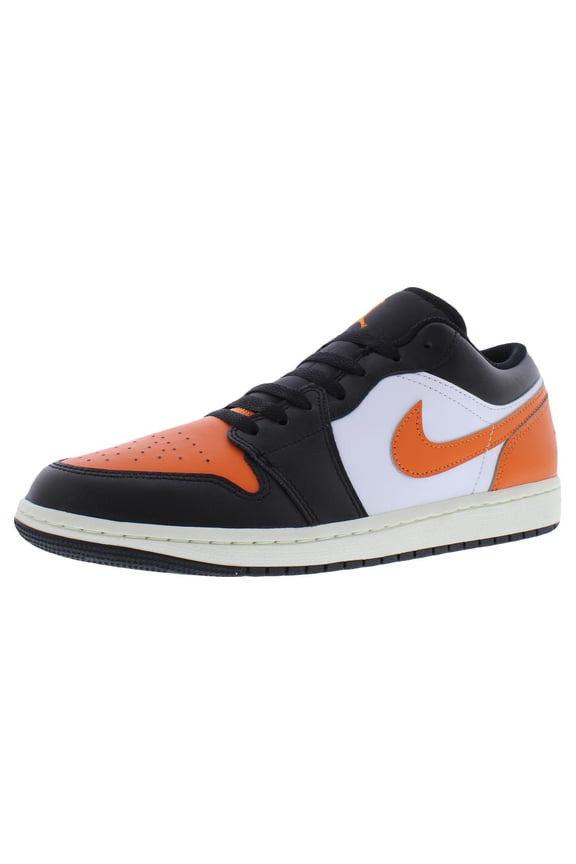 Air Jordan 1 Low Leather Mens Shoes Size 10.5, Color: Black/Starfish/White/Sail