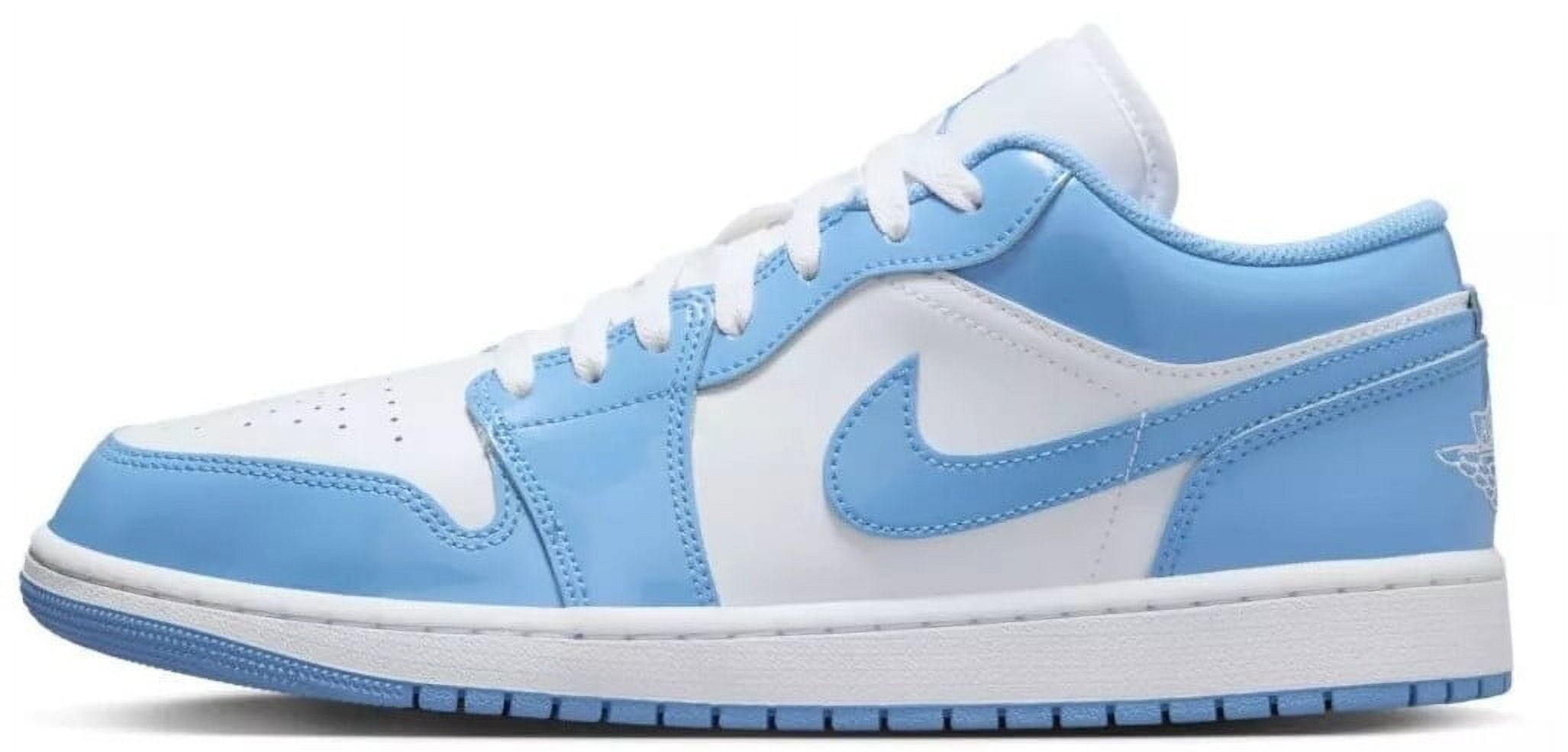 low top white and blue jordans