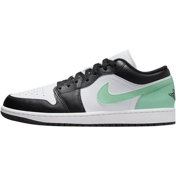 Men's Jordan 1 Low White/Black-Green Glow (553558 131) - 10