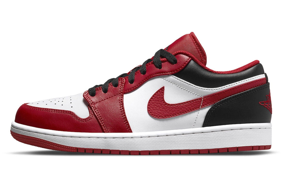 Men's Jordan 1 Low White/Gym Red-Black (553558 163) - 7.5