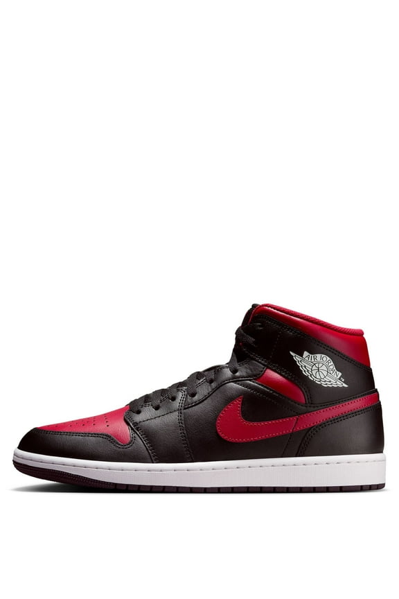 Men's Jordan 1 Mid Black/Varsity Red-Summit White