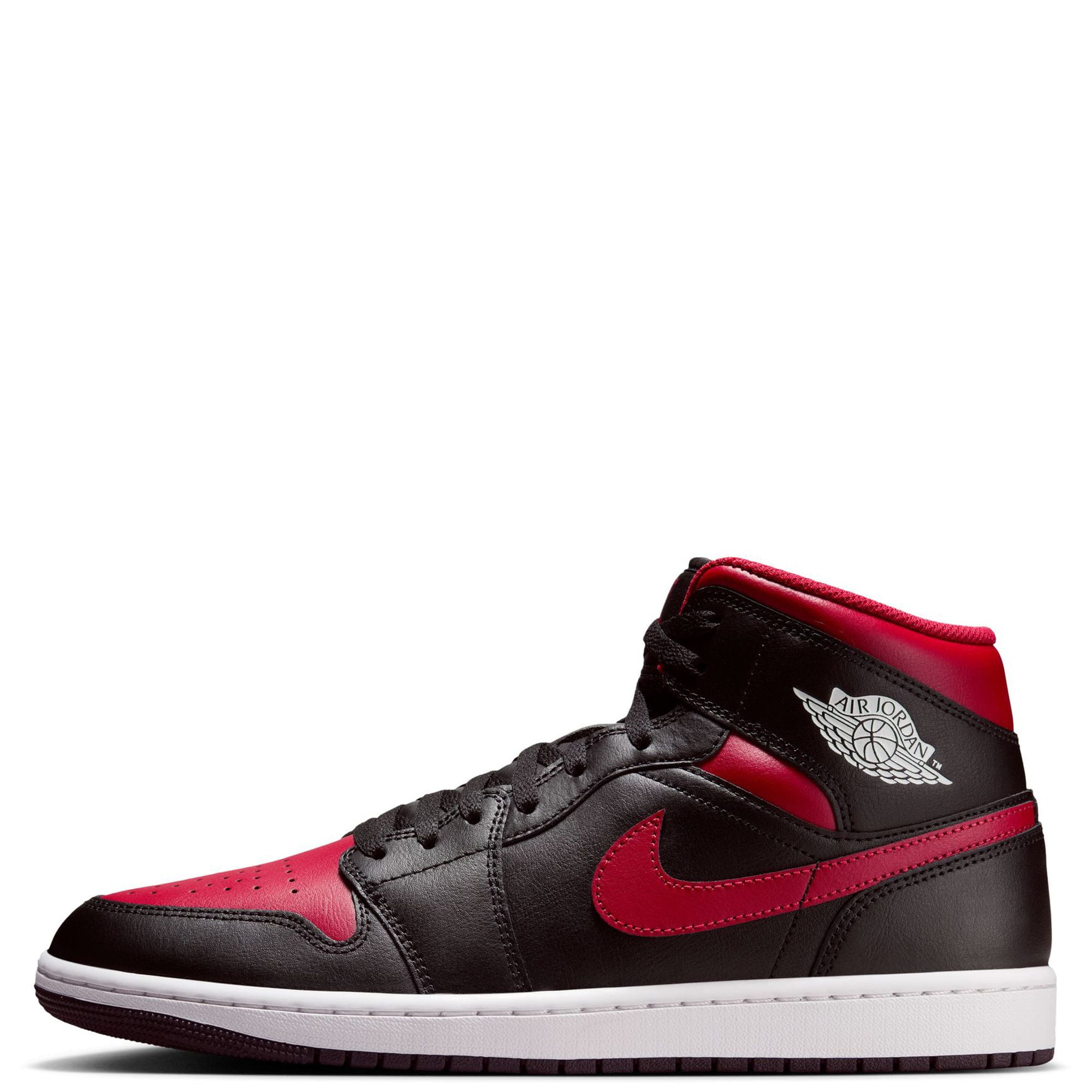 red and black jordans mid