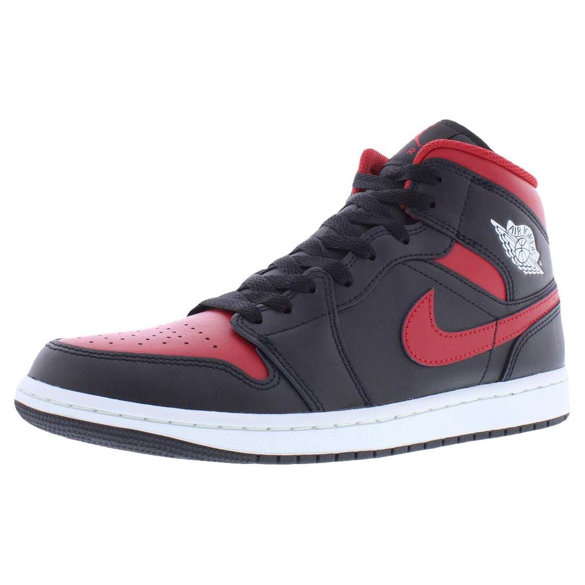 Air Jordan 1 Mid Leather Men's Shoes Size 9.5 - Black/Varsity Red/Summit White