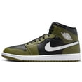 thumbnail image 1 of Men's Jordan 1 Mid Black/White-Medium Olive-Sail (DQ8426 092) - 12, 1 of 1