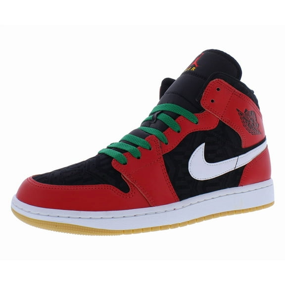 Nike Jordan 1 Mid Se Christmas Mens Shoes Size 13, Color: Christmas Black/Fire Red/White/Malachite