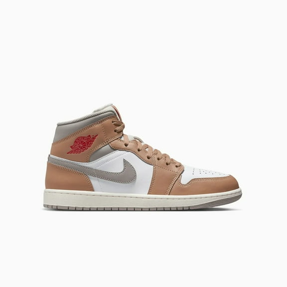 Men's Jordan 1 Mid Hemp/Fire Red-White (DQ8426 200) - 11