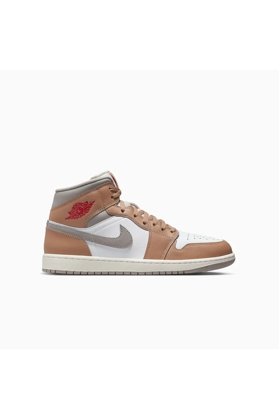 Men's Jordan 1 Mid Hemp/Fire Red-White (DQ8426 200) - 7.5