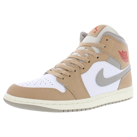 Men's Jordan 1 Mid Hemp/Fire Red-White (DQ8426 200) - 8