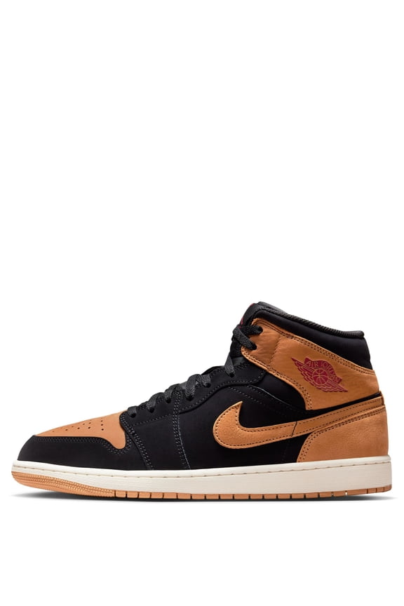 Men's Jordan 1 Mid SE Black/Flax-Varsity Red-Sail (HV4091 002) - 10