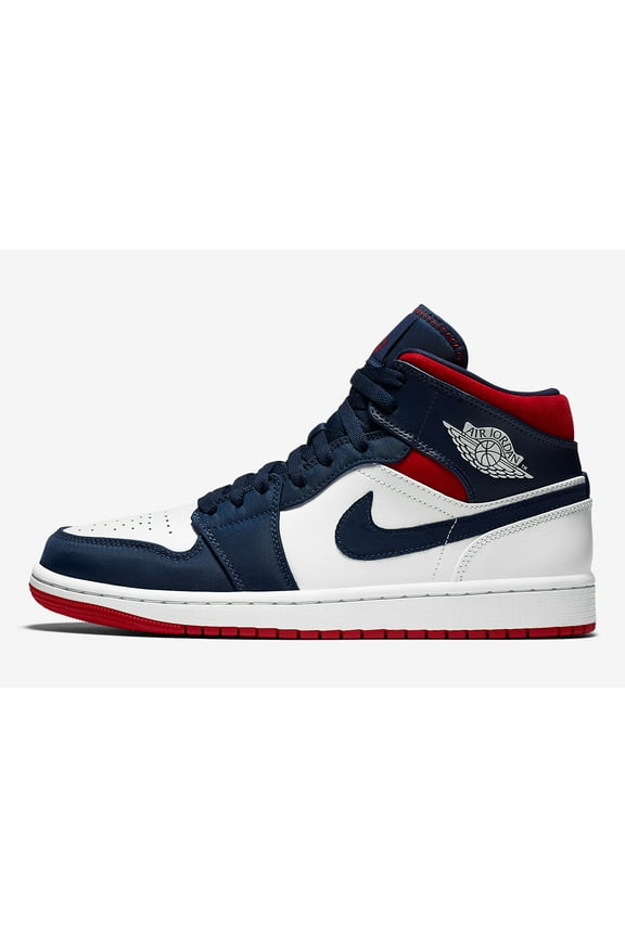 Men's Jordan 1 Mid SE "USA" White/Varsity Red-Midnight Navy (852542 104) - 7.5