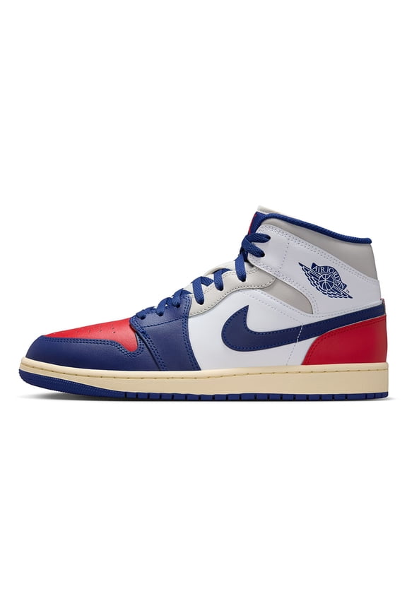 Men's Jordan 1 Mid White/Deep Royal Blue (DQ8426 102) - 11