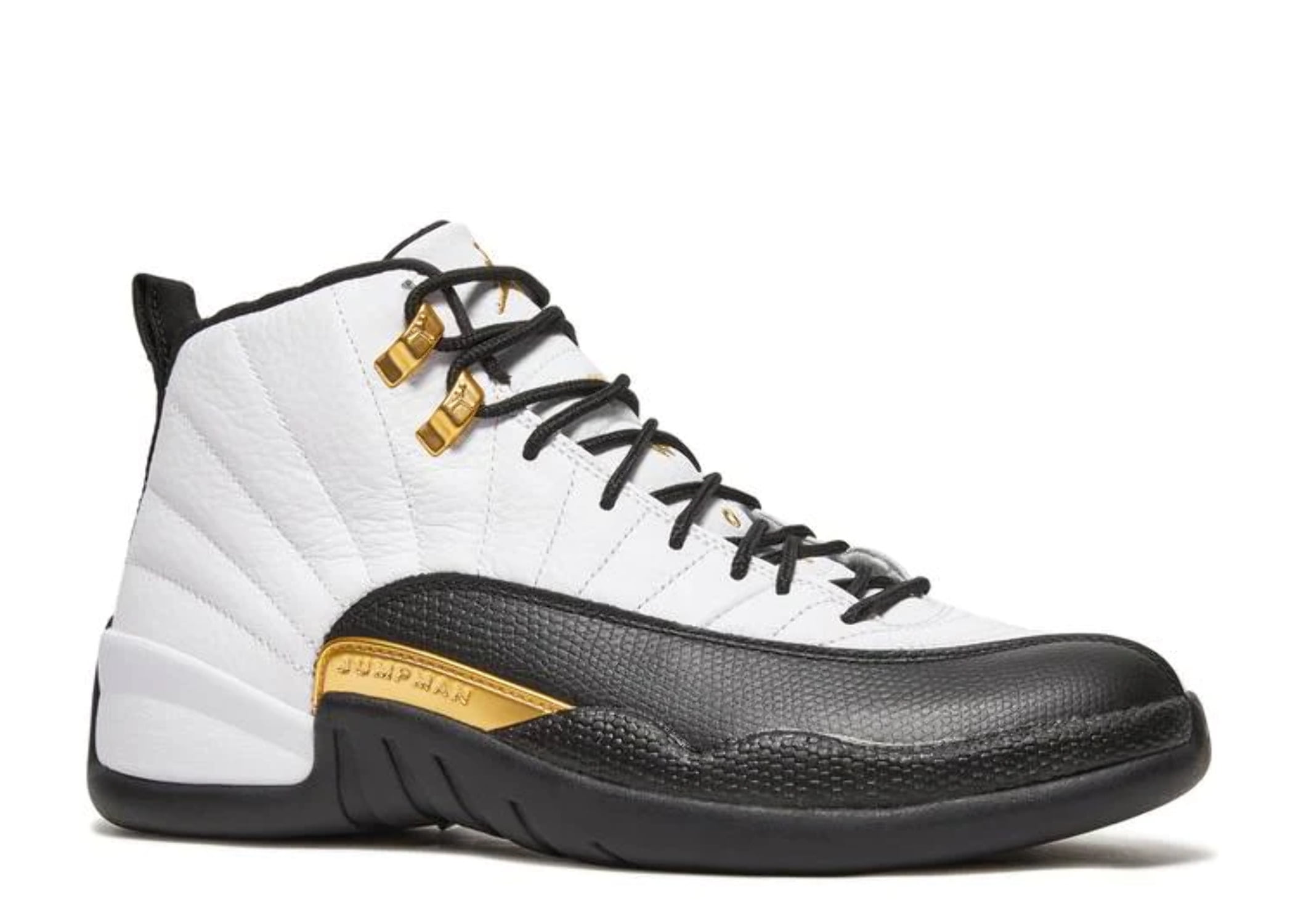 jordan retro 12 black white and gold