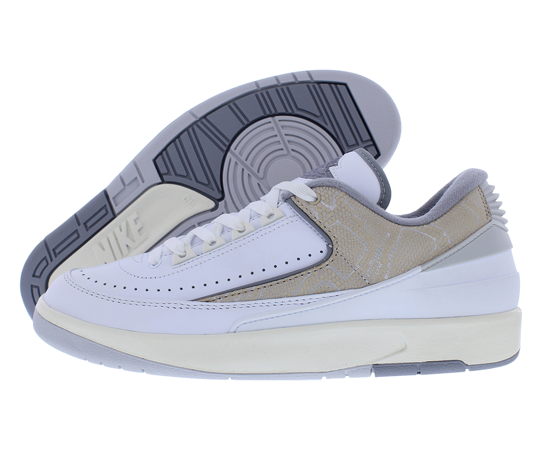Men's Jordan 2 Retro Low "Python" Wht/Cement Grey-Sanddrift (DV9956 100) - 9.5