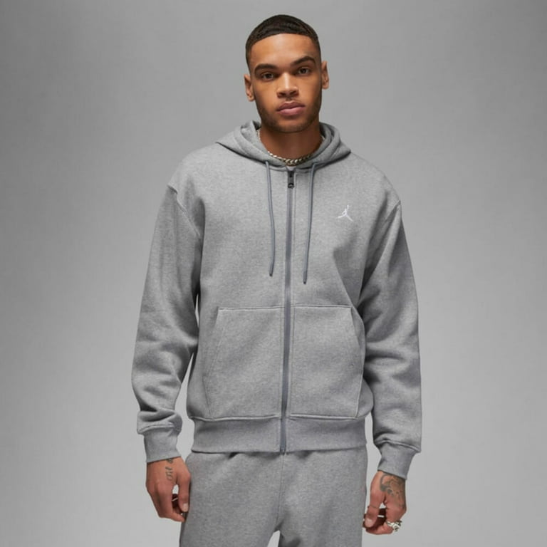 Men's Jordan Essentials Carbon Heather/White Full-Zip Fleece
