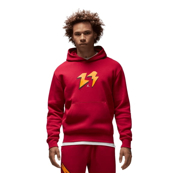 Men's Jordan Flight MVP Cardinal Red Fleece Pullover Hoodie - L