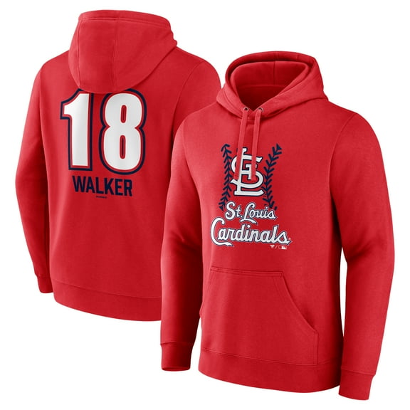 Men's Jordan Walker Red St. Louis Cardinals Fastball Player Name & Number Pullover Hoodie