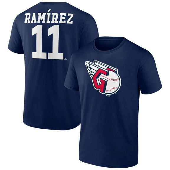 Men's Jose Ramirez Navy Cleveland Guardians Player Icon Name & Number T-Shirt
