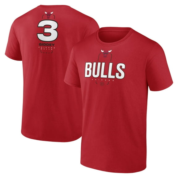 Men's Josh Giddey Red Chicago Bulls  Behind The Back Name & Number T-Shirt