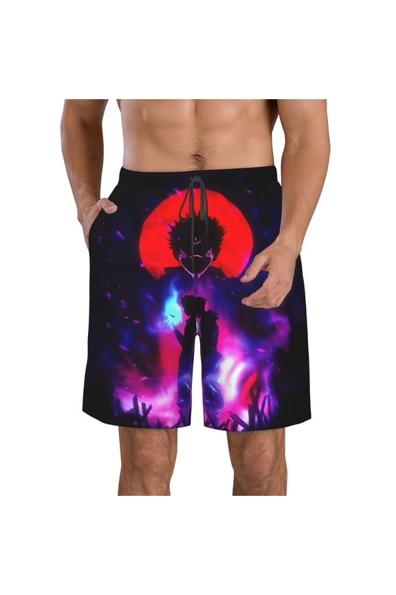 Men's Jujutsu Anime Kaise Swim Trunks Hawaiian Bathing Mesh Lining Suit Swimsuits Beach Shorts with Pockets