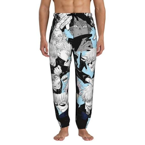Men's Jujutsu Kaisen Gojo Sweatpants Front Printed Sports Jogger Pants Trousers Athletic Pants with Drawstring
