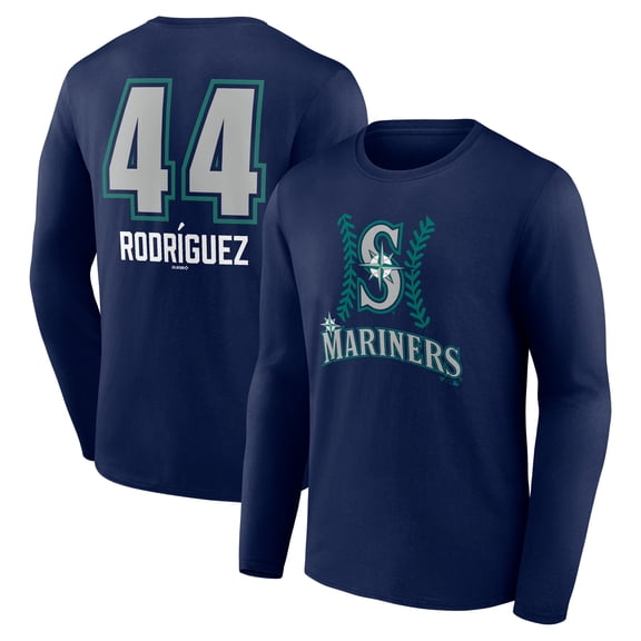 Men's Julio Rodr-guez Navy Seattle Mariners Name & Number Fastball Long Sleeve T-Shirt