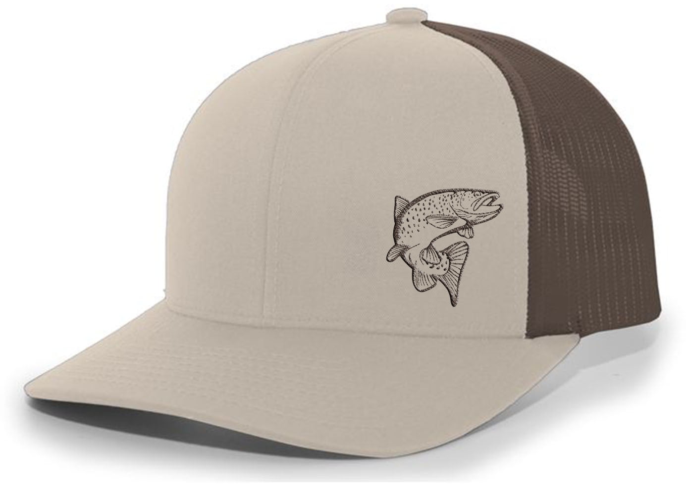 Men's Jumping Trout Fishing Embroidered Mesh Back Trucker Hat