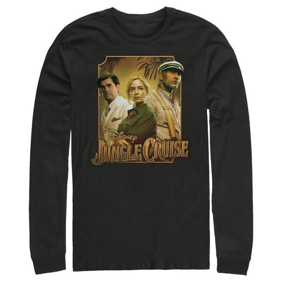 Men's Jungle Cruise Characters Logo Long Sleeve Shirt Black Large