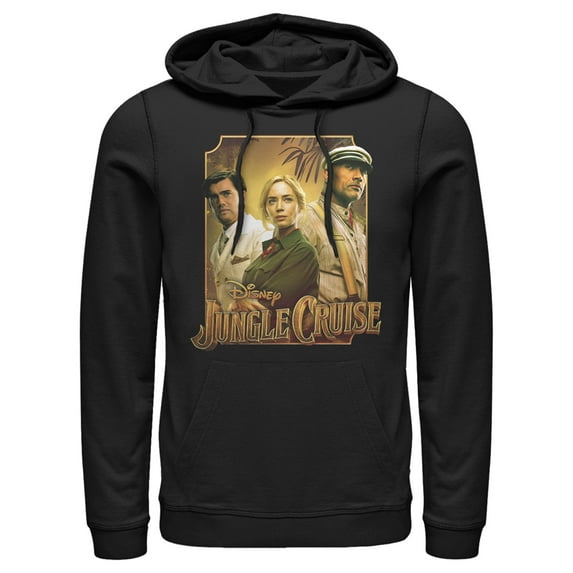 Men's Jungle Cruise Characters Logo Pull Over Hoodie Black Small