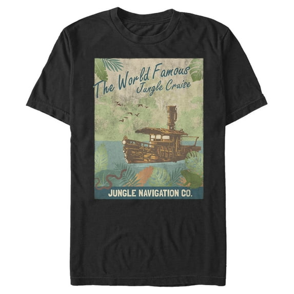 Men's Jungle Cruise La Quila Retro Poster Graphic Tee Black Small