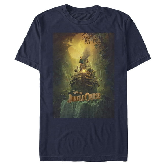Men's Jungle Cruise Movie Poster Graphic Tee Navy Blue 2X Large