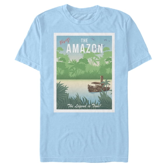 Men's Jungle Cruise Visit the Amazon Graphic Tee Light Blue Large
