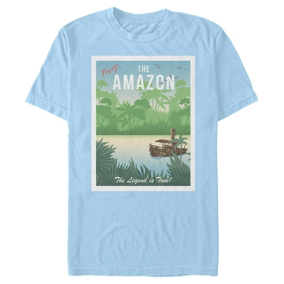 Men's Jungle Cruise Visit the Amazon Graphic Tee Light Blue Small