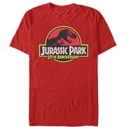 Mens Jurassic Park 25th Anniversary Logo Graphic Tee Red 2X Large