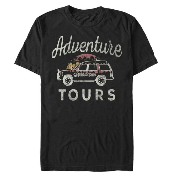 Men's Jurassic Park Adventure Car Tours Graphic Tee Black 3X Large