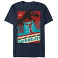 thumbnail image 1 of Men's Jurassic Park All Theme Parks Have Delays, T-Rex  Graphic Tee Navy Blue X Large, 1 of 4