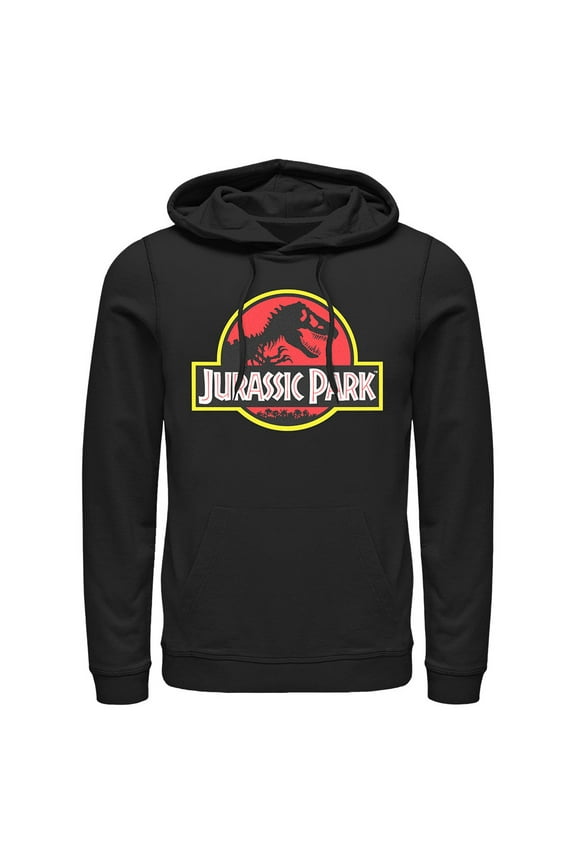 Men's Jurassic Park Bold Classic Logo Pull Over Hoodie Black Medium