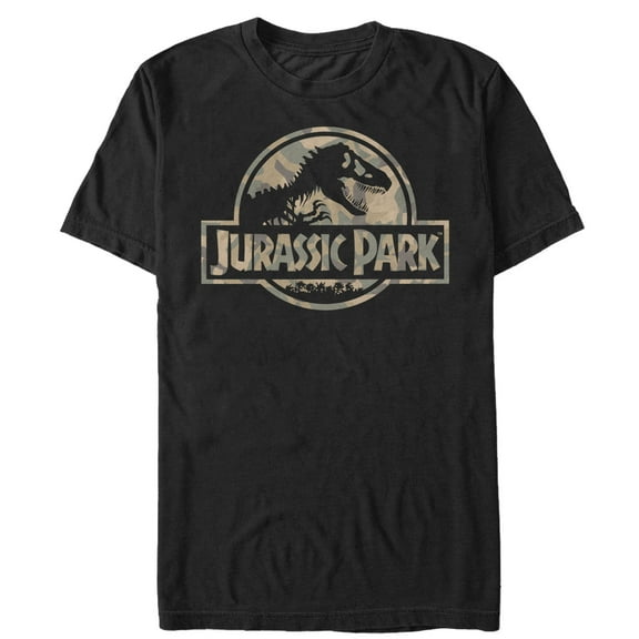 Men's Jurassic Park Camo Logo  Graphic Tee Black Large